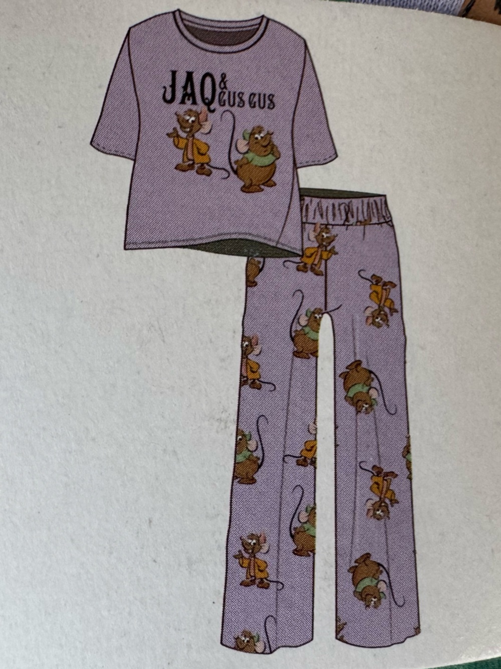 Disney Primark Cinderella Jaq & Gus Gus Pajama Set, Large - Picture 9 of 9